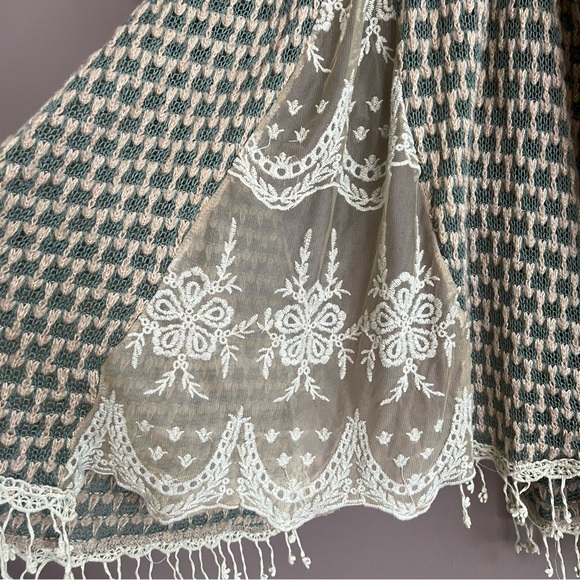 Ryu Anthropology Open Front Cardigan Boho Lace Crochet Duster Festival Sz M - Picture 8 of 16